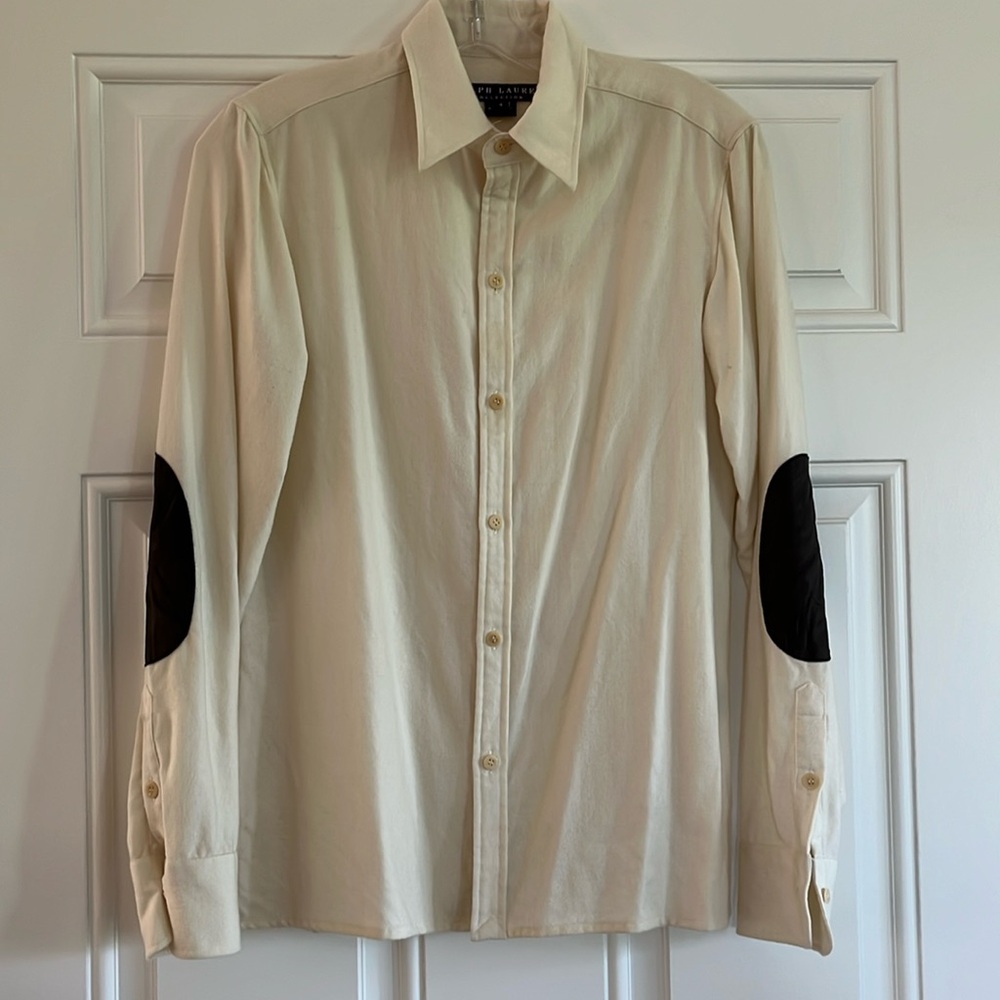 Vintage RALPH LAUREN PURPLE LABEL Long Sleeve Button-Up, Size 4, 100% cashmere